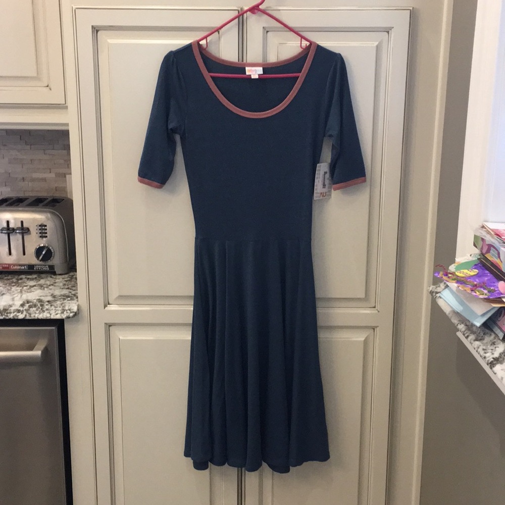 Pink and blue LuLaRoe Nicole Dress